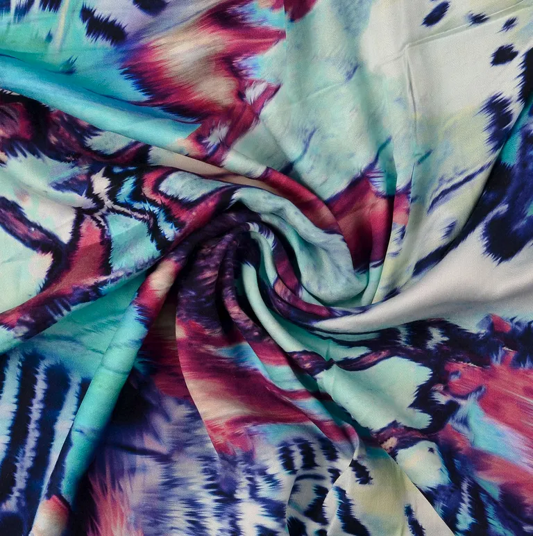 Viscose blauw/roze met dierenprint
